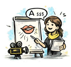 Artist creating lip art on canvas at Studio Belle-arte.